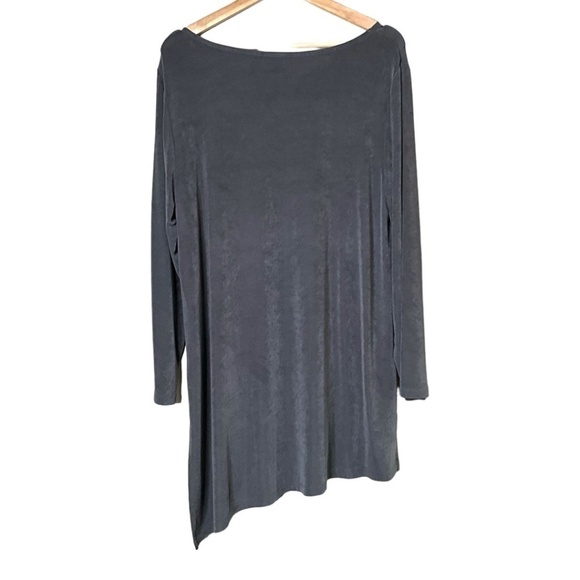 TRAVELERS X CHICO’S Grey Long Sleeve Asymmetric Hem Slinky Tunic Top MADE IN USA - Picture 3 of 10